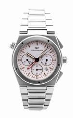 IWC SCHAFFHAUSEN INGENIEUR ALARM MECA CHRONOGRAPH 3805 MENS WATCH WHITE DIAL S/S