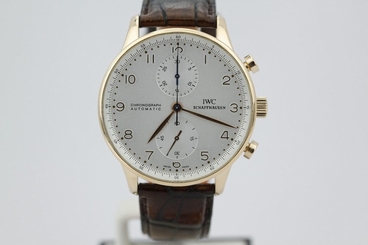 IWC Portuguese Chronograph 18K Rose Gold IW371480 on Santoni Strap 7640127775196