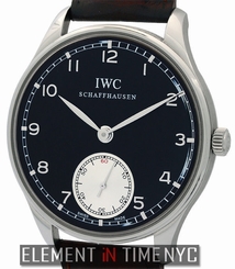 IWC Portuguese Hand Wound Stainless Steel 44mm Black Dial IW5454-04 B+P