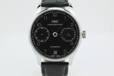 IWC Portuguese 7 Day Black Dial Automatic IW5001 Pelaton Winding System Complete