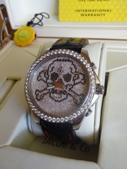 Rare Jacob & Co. Five Time Zone 47mm Quartz Watch Pave Diamond Dial 5.80 ct TDW