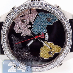 Jacob & Co World Is Yours Five Time Zone Diamond Bezel 47 mm Mens Watch JC-47SC