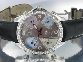 Jacob & Co Mens Watch 3.50ct Diamonds Five Time Zones Date Big Watch