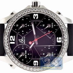 Jacob & Co Five Time Zone Diamond Bezel Black Dial Mens Womens 40mm Watch JC-M2
