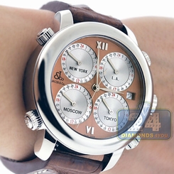 Jacob & Co H24 Five Time Zone Rose Dial Mens Automatic Watch H24R
