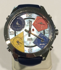 JACOB & CO FIVE TIME ZONES MOP QUARTZ WATCH POLYURETHANE STRAP DEPLOYMENT BUCKLE