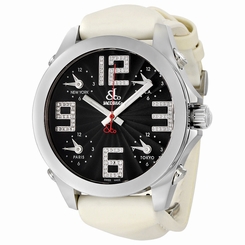 Jacob & Co Five time Zone Black Dial Diamond Mens Watch JCM-82SS