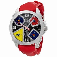 Jacob and Co. Five Time Zone Black Guilloche Diamond Dial Mens Watch JCM-58DA