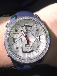 Jacob & Co Five Time Zone 47mm 3.25 Diamond Bezel Wrist Watch. Excellent!