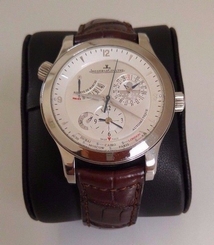 Authentic Jaeger LeCoultre Master Control Geographic Mens Watch Steel 147.8.57S