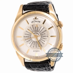 LeCoultre Memovox World Time Auto Yellow Gold Filled Mens Strap Watch