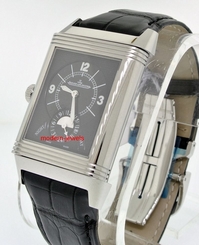 Jaeger LeCoultre JLC Grand Reverso Duo Date Silver / Black Dial Watch Q3748421 !