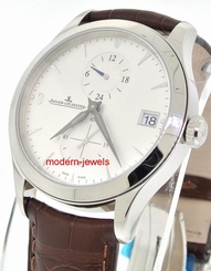 Jaeger LeCoultre JLC Master Dual Time Silver Dial Steel Mens Watch Q1628430 !