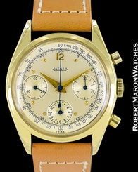 JAEGER VINTAGE 18K CHRONOGRAPH SCREW BACK VALJOUX 72B ca 1950