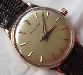Jaeger LeCoultre mens wristwatch 18K solid gold case screw cap load manual
