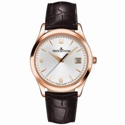 NEW JAEGER LeCoultre Master Control Ivory Dial Leather Mens Watch Ref. Q1542520