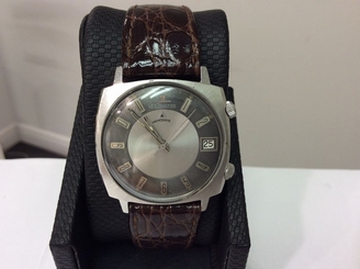 Vintage LECOULTRE Memodate Reveil S/Steel Wrist Alarm Watch!! Rare Cushion Case!