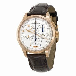 Jaeger LeCoultre Duometre Silver Dial Leather Mens Watch Q6012420