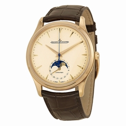 Jaeger LeCoultre Master Ultra Thin Moonphase Ivory Dial Leather Mens Watch
