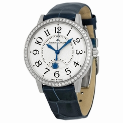 Jaeger LeCoultre Rendez-Vous Silver Dial Diamond Bezel Blue Leather Ladies Watch