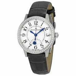 Jaeger LeCoultre Rendez-Vous Night and Day Silver Dial Diamond Leather Ladies