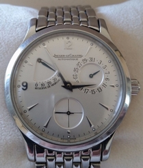JAEGER LE-COULTRE RESERVE DE MARCHE ON STEEL BRACELET WITH BOX & PAPERS