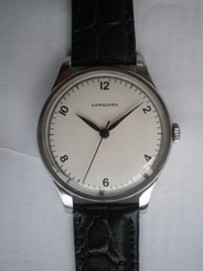 Longines swiss mechanical big 37,3 mm. military men's steel vintage wrist watch