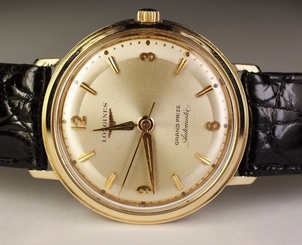 Longines 14K Gold Grand Prize 340 17j Automatic Vintage 1961 Swiss Watch Leather