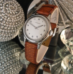   WW2 Longines vintage watch cal 12.68N swiss  working  military case circ 1938
