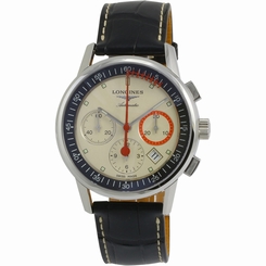 Longines Chronograph Beige Dial Leather Strap Men's Watch L47544724