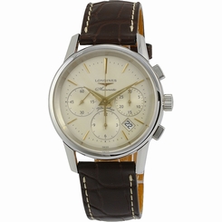 Longines Flagship Heritage Beige Dial Brown Leather Strap Men's Watch L47964782