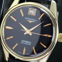 LONGINES Admiral Automatic Date Gold Cap Steel Vintage Mens Watch Ref# 9046 10