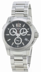 New Longines Conquest Black Chronograph Steel Men's Watch L3.702.4.56.6