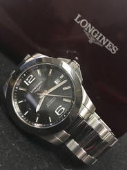 Longines Conquest Stainless Steel & Ceramic Automatic Mens Wristwatch L3.659.4