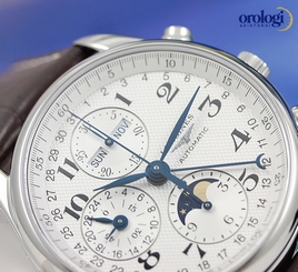 Longines Men's Master Collection Chronograph Calendar MoonPhase Steel on Leather