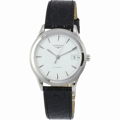 Longines Flagship Black Leather Strap White Dial Men's Watch L47744122