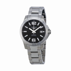 Longines Conquest Black Dial Stainless Steel Mens Watch L36764586 New 703200179469