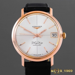 LONGINES FLAGSHIP 18K ROSE GOLD REF.3418 AUTOMATIC DATE 1966 YEAR / BOX