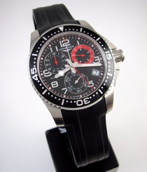 LONGINES Men's L3.690.4.53.2 Hydro Conquest Black Dial Stainless Steel Rubber J