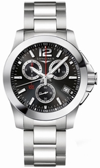 Longines L3.700.4.56.6 Conquest Quartz Chronograph Black Dial Men's Watch 703200185859