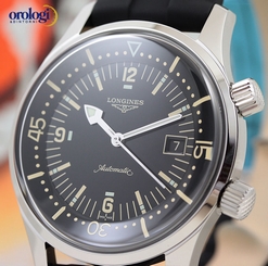 Longines Men's Legend Diver Steel on Rubber 42mm Automatic Watch Black Face