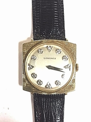 14K GOLD LONGINES WATCH Diamond Dial 17 J MOVEMENT L847.4 New Lizard Band