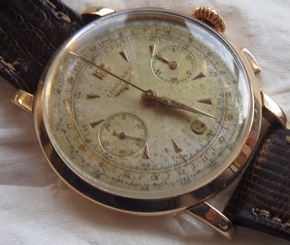 Longines chronograph mens wristwatch cal. 30CH 18K solid gold case all original