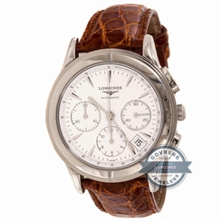 Longines Flagship Chrono L4.718.4.12.4 Auto 39mm Steel Mens Strap Watch Date