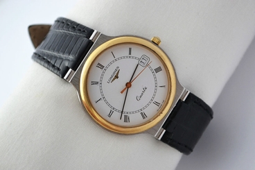 Vintage Longines Flagship Gold Plated Roman Numeral Quartz Mens Watch 703