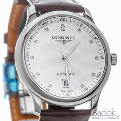 Longines Master Collection Diamond Dial Date Watch Brown Leather L26284773 703200183732