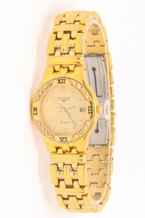 Longines Laureate Ladies Watch Gold Pl Stainless Steel with Diamond Bezel .20cts