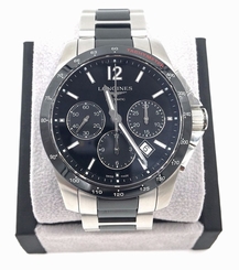Longines Conquest Automatic Chronograph 41mm Mens Watch L2.744.4 Black Dial SS