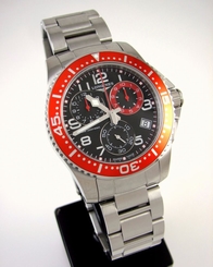LONGINES Men's L3.690.4.59.6 Hydro Conquest Chrono Black Red Stainless Steel J