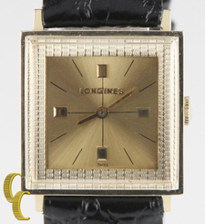 Longines Vtg 14k Yellow Gold Mechanical Hand-Winding Watch w/ Leather Band